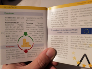 „EU in der Tasche“ – die 36-seitige Broschüre mit wichtigen Informationen zur Europäischen Union steht als digitale Version zum Nachlesen zur Verfügung.
